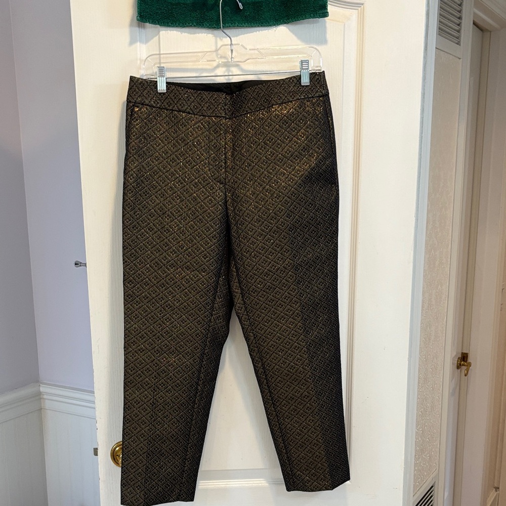 NWT LOFT Black and Gold Patterned Pants